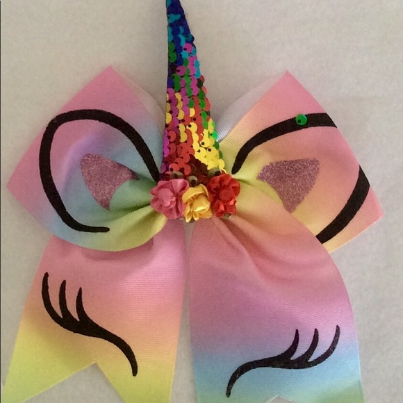 4 pcs/set Unicorn 濾 ponytail hair bow - Picture 7 of 7